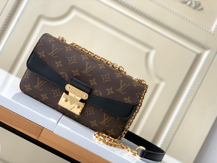 Louis Vuitton Black Caramel Marceau Chain Handbag