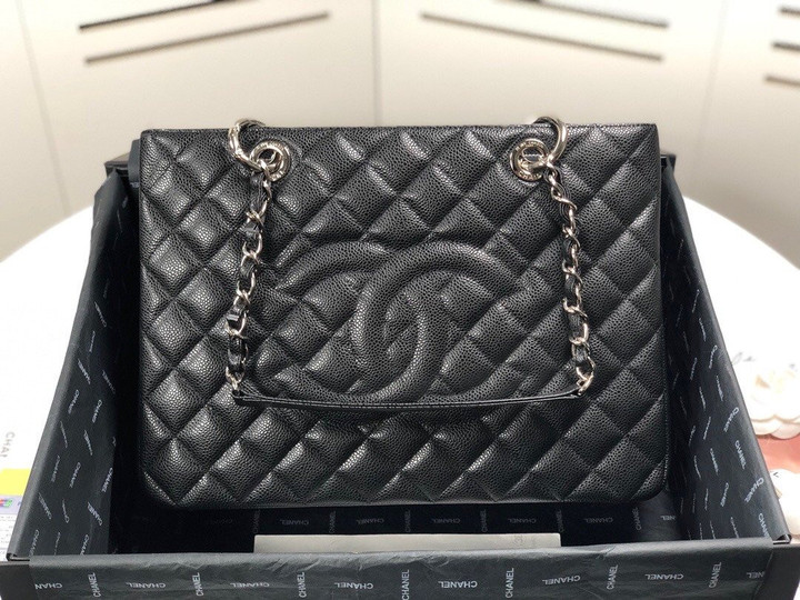 Chanel Grand Shopper Tote Bag Grain Leather In Black