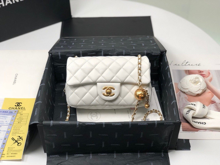 Chanel Pearl Crush Small Flap Bag Leather In White