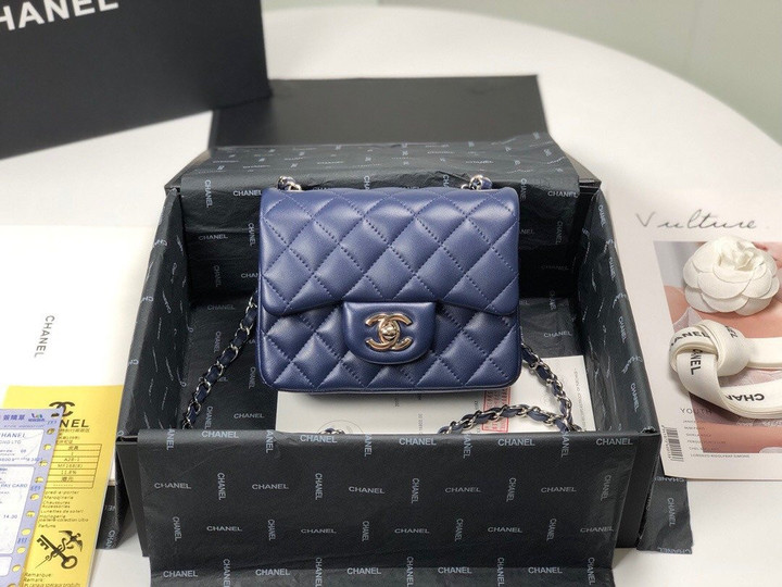 Chanel Classic Mini Flap Bag Smooth Leather In Navy