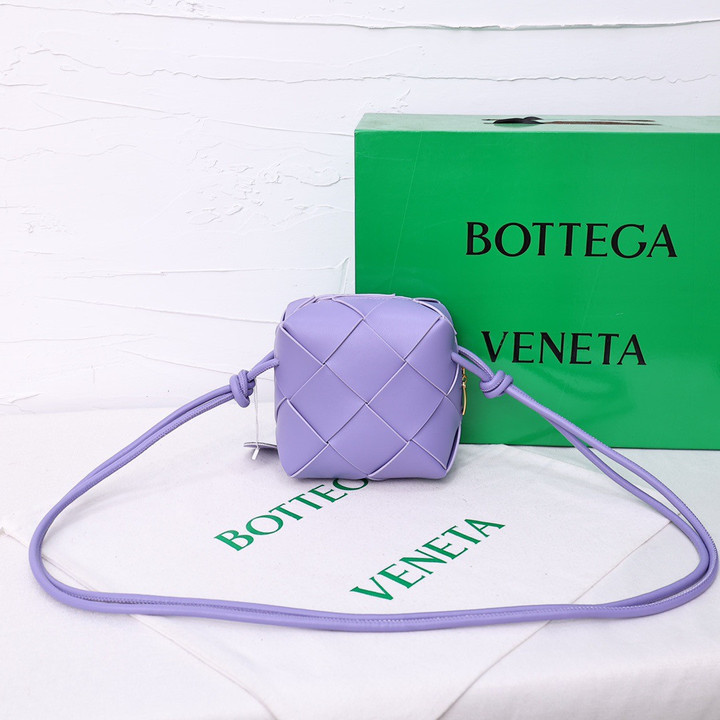 Bottega Veneta Mini Cassette Camera Bag Leather In Lilac