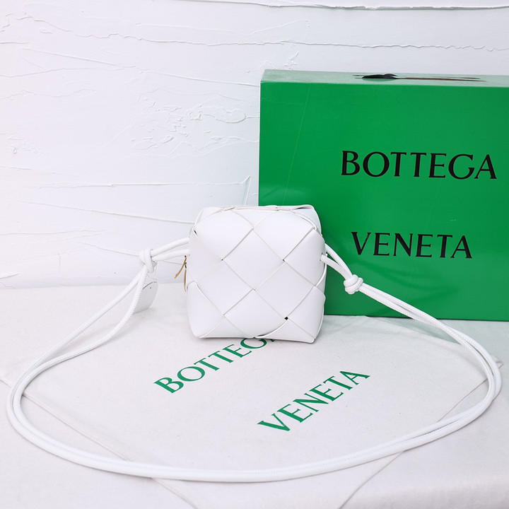 Bottega Veneta Mini Cassette Camera Bag Leather In White