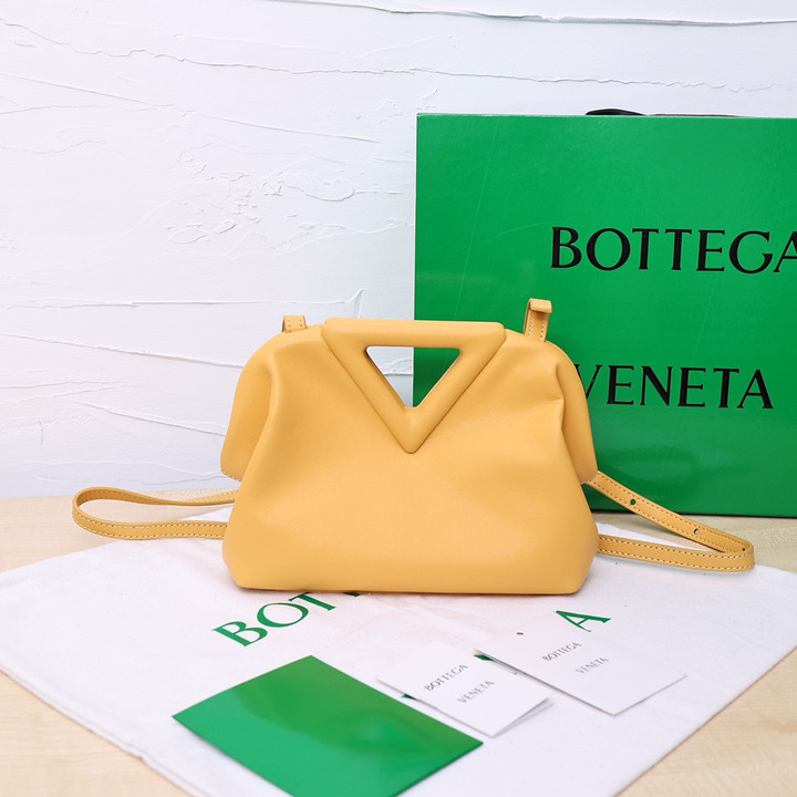 Bottega Veneta Point Shoulder Bag Small Leather In Yellow