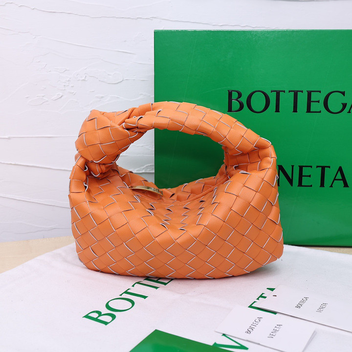 Bottega Veneta Mini Jodie Bag Classic Woven Leather In Tangerine