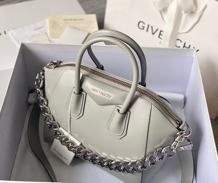Givenchy Antigona Chain Small Tote Bag Cowhide In Light Gray