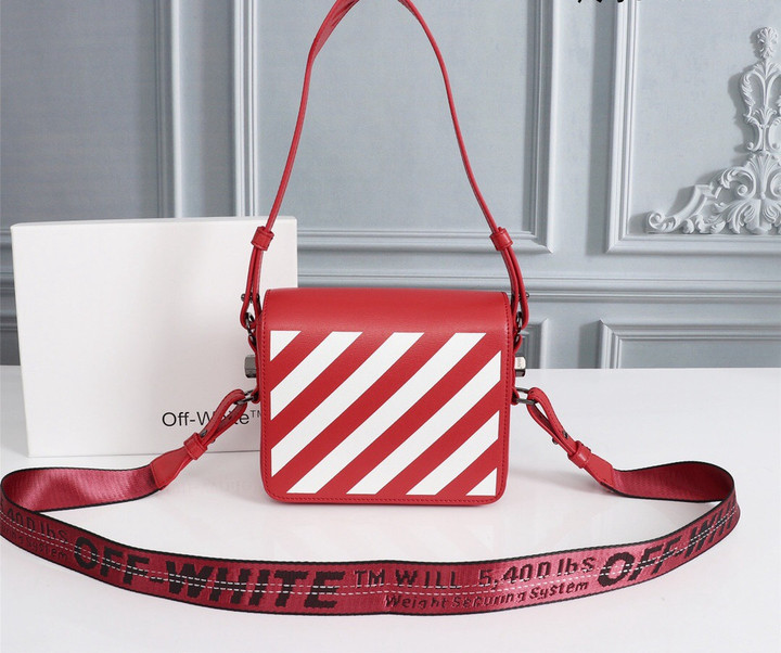 Off-White Binder Clip Diag Flap Bag Top Handle Leather In Red