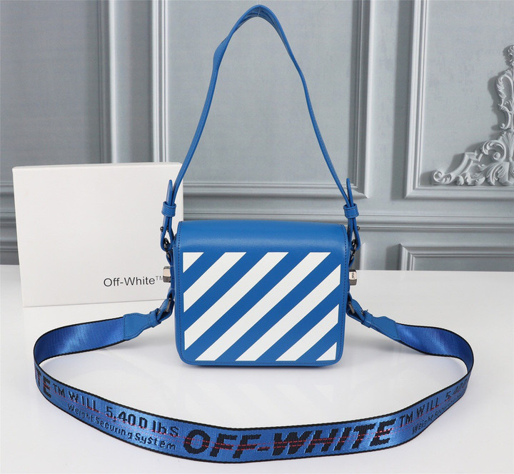 Off-White Binder Clip Diag Flap Bag Top Handle Leather In Blue