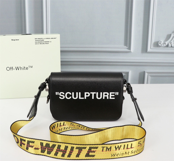 Off-White Sculpture Binder Clip Mini Shoulder Bag Leather In Black