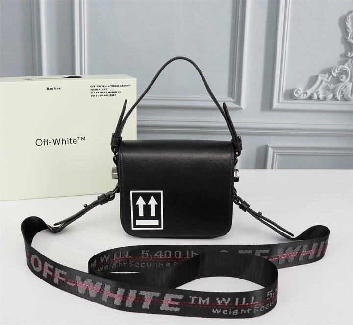 Off-White Binder Clip Flap Bag Top Handle Two Arrows In Black