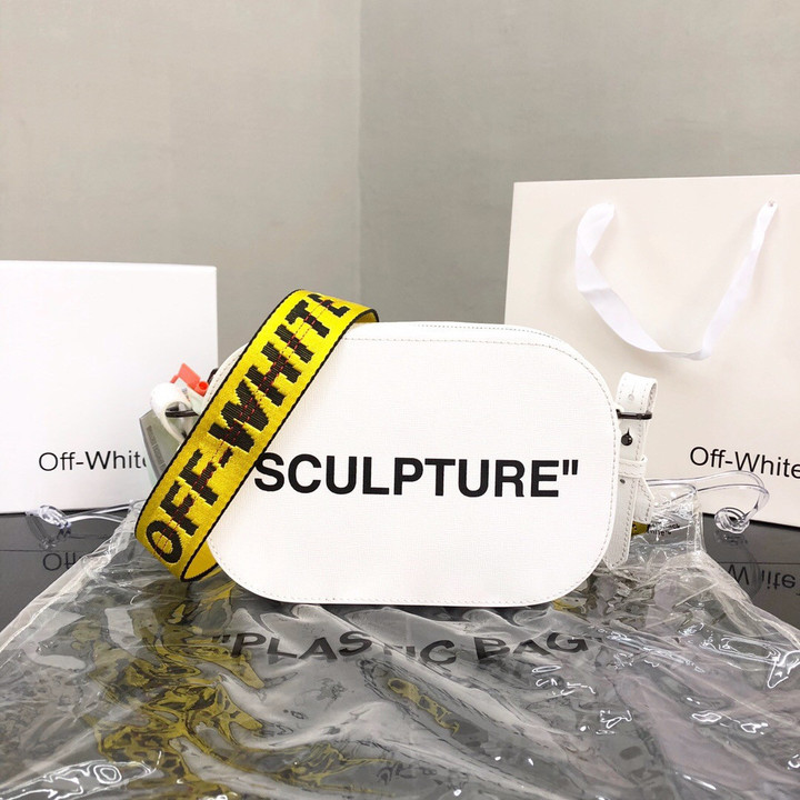 Off-White Sculpture Oval Camera Bag Leather In White