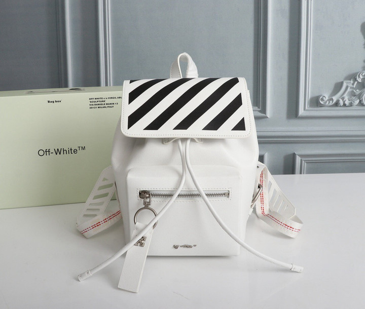 Off-White Diagonal Stripes Binder Backpack White Leather White/Red Strap