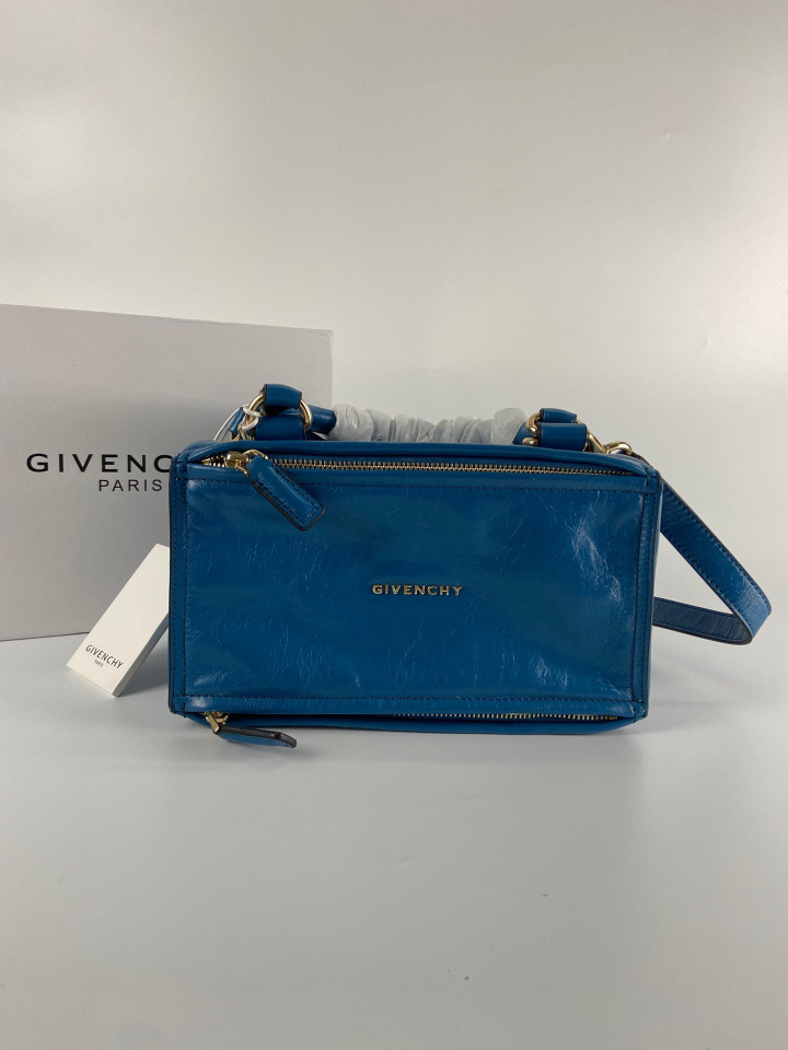 Givenchy Pandora Clutch Bag Small Cracked Oil Waxed Leather In Blue