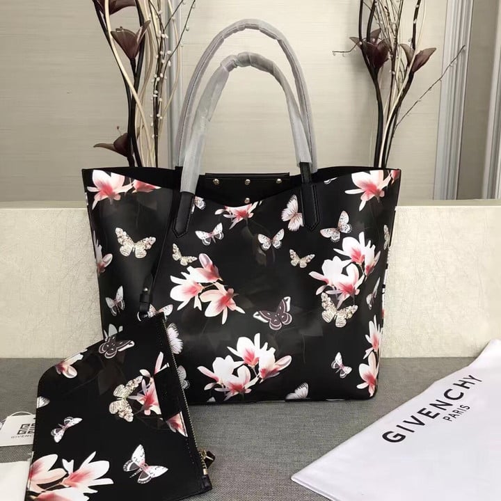 Givenchy Antigona Magnolia Print Tote Bag Black