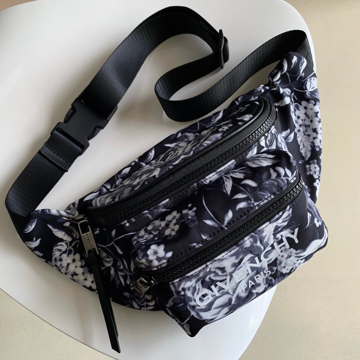 Givenchy Nylon Fanny Pack Belt Bag Floral In Black