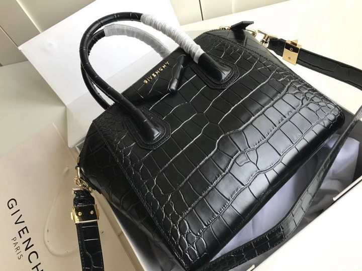 Givenchy Antigona Classic Tote Bag Small Crocodile Leather In Black