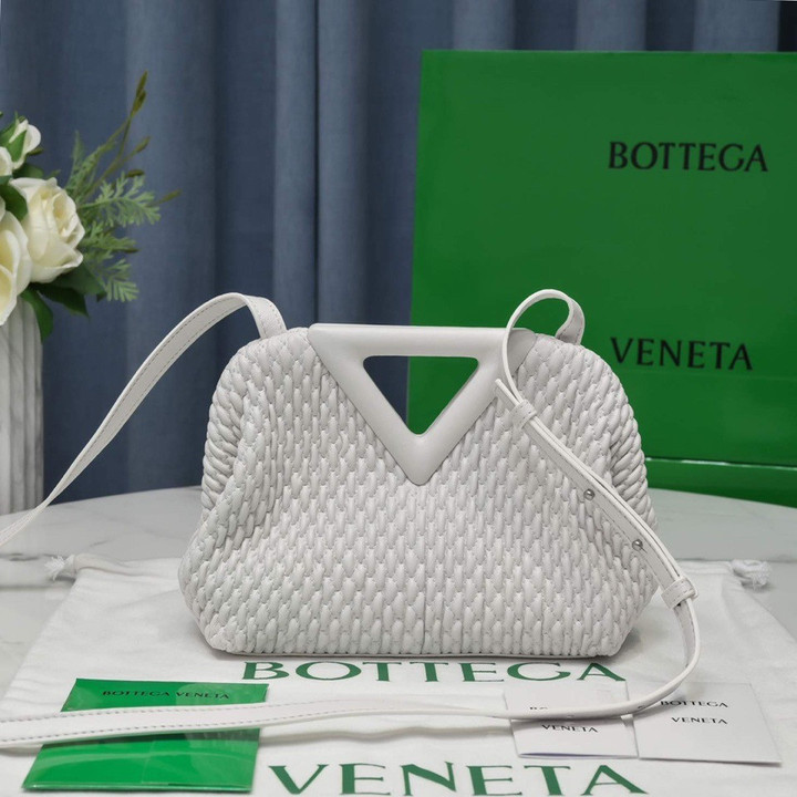Bottega Veneta Point Handbag Small Sheepskin In White