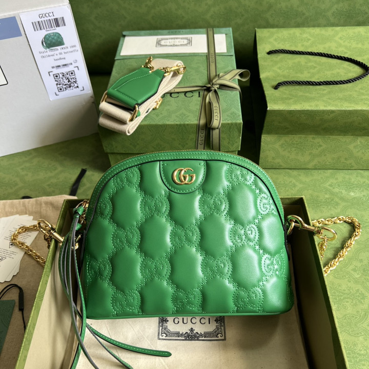 Gucci GG Matelassé Leather Shoulder Bag All Green