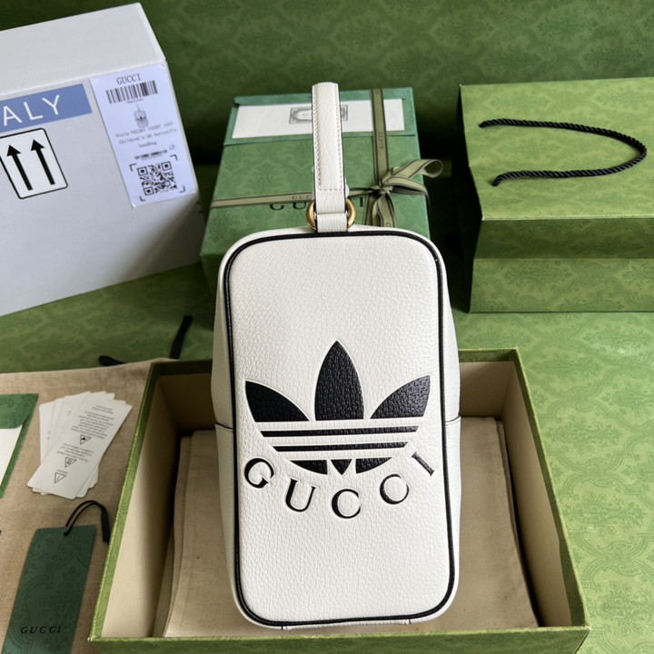 Adidas X Gucci Mini Top Handle Bag In White