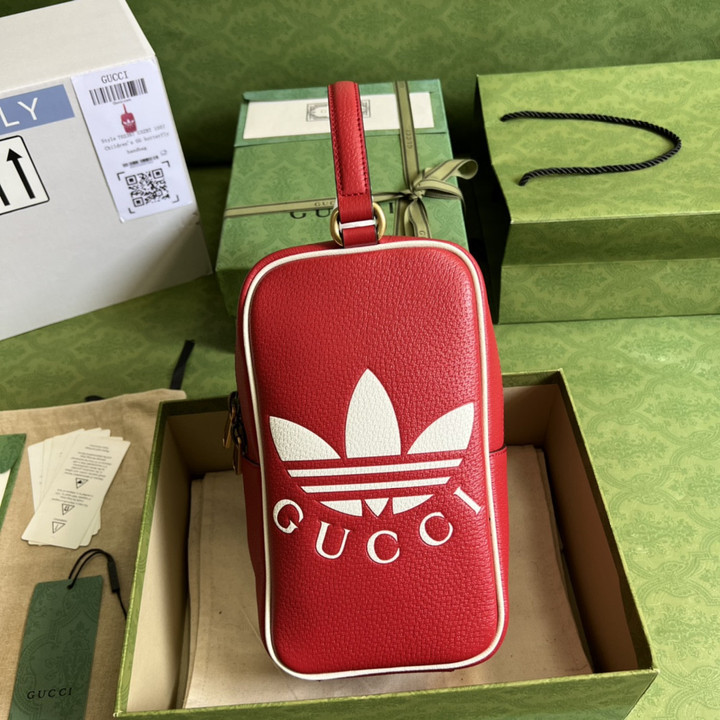 Adidas X Gucci Mini Top Handle Bag In Red
