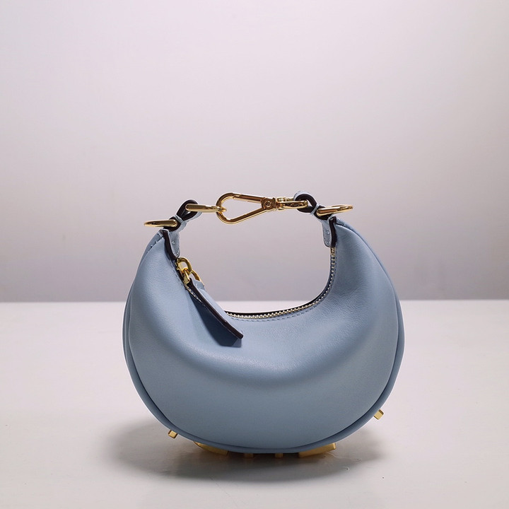 Fendi Nano Fendigraphy Light Blue Leather Charm Bag