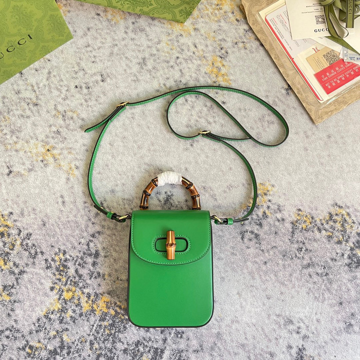 Gucci Bamboo Mini Handbag Leather In Green
