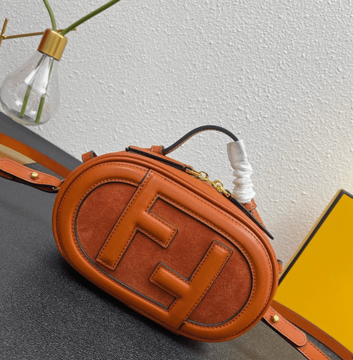 Fendi O’Lock Mini Camera Case Cowhide And Suede In Orange