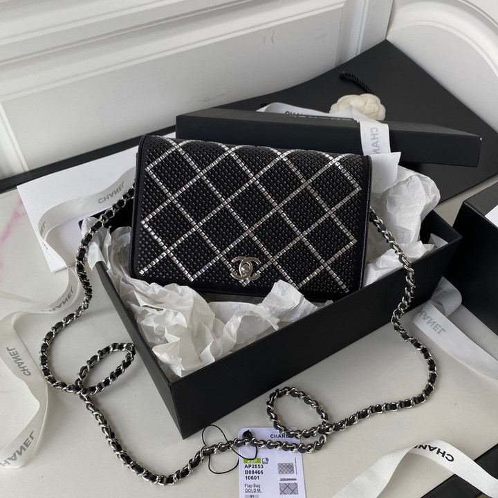 Chanel Wallet On Chain Crystal Strass & Silver-Tone In Black