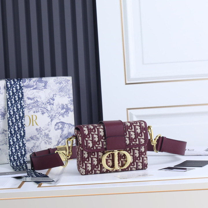 Christian Dior 30 Montaigne Mini Box Bag Oblique Jacquard Canvas In Purple
