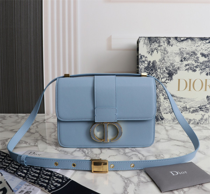 Christian Dior 30 Montaigne Box Bag Oblique Jacquard Canvas In Light Blue