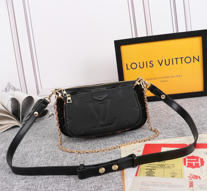 Louis Vuitton Black Monogram And Brown Leopard Empreinte Leather Chain Bag