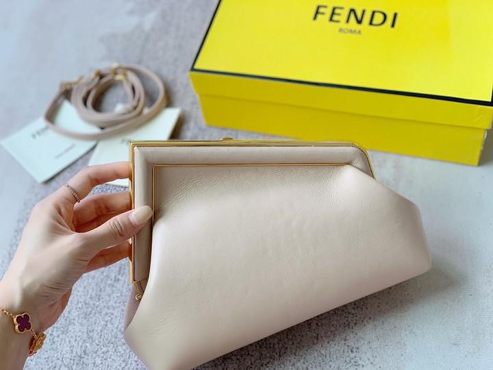 Fendi First Mini Bag Leather In Blanc Vintage