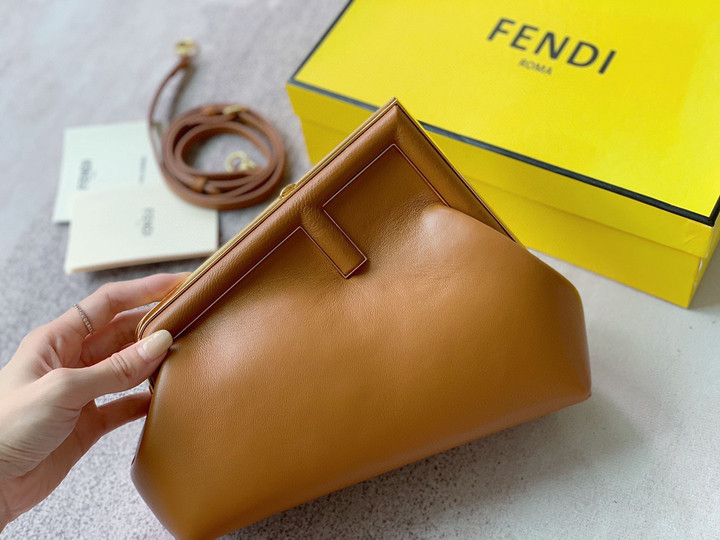 Fendi First Mini Bag Leather In Brown