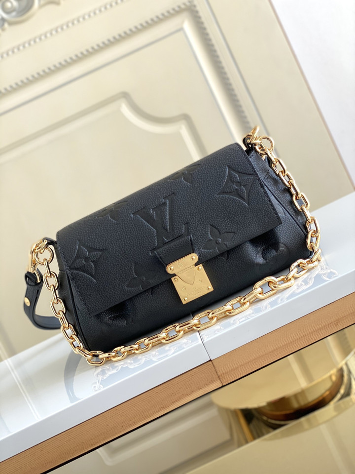 Louis Vuitton Favorite Shoudler Bag In Black Embossed
