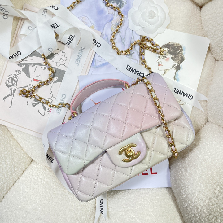 Chanel Mini Flap Bag With Top Handle In Sunrise Pastel