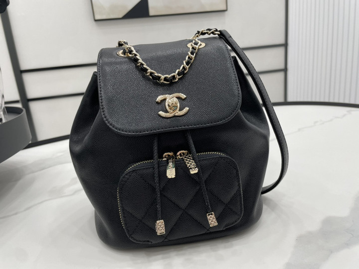 Chanel Business Affinity Caviar Backpack In Black