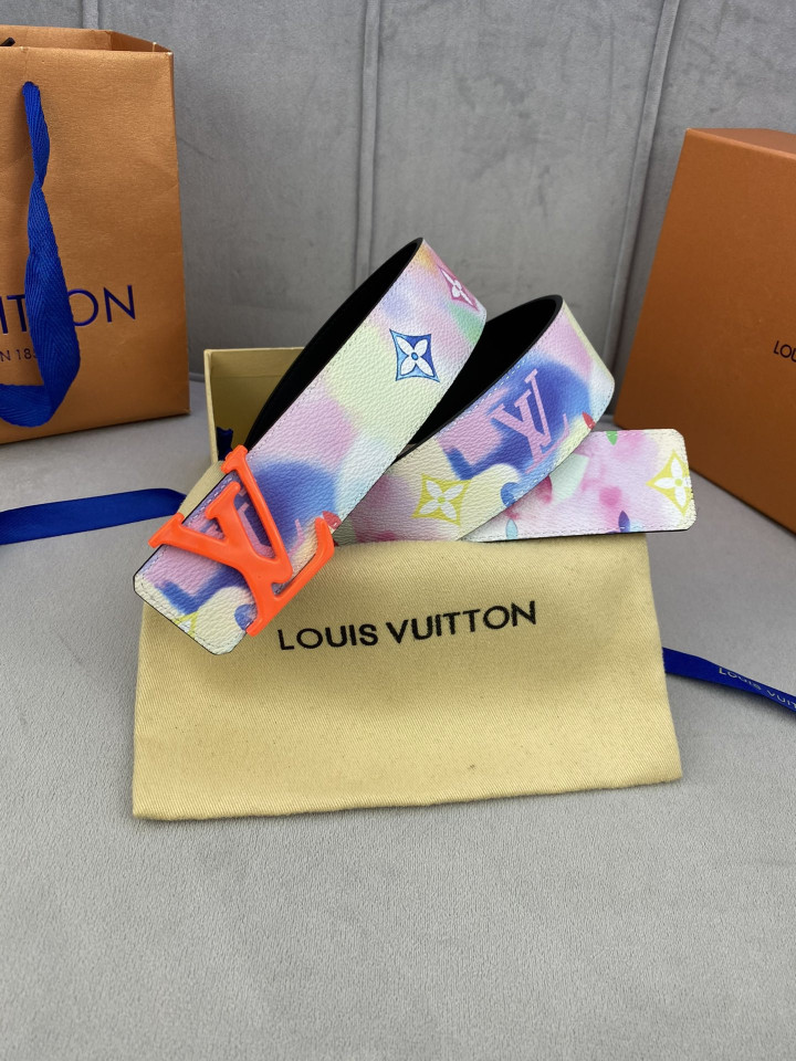 Louis Vuitton LV Shape 40mm Reversible Belt, Tie-dye Red
