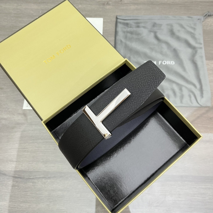 Tom Ford T Icon Reversible Black Leather Belt