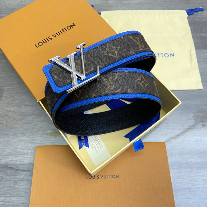 Louis Vuitton LV Iconic Monogram Blue 40mm Monogram Belt, Silver