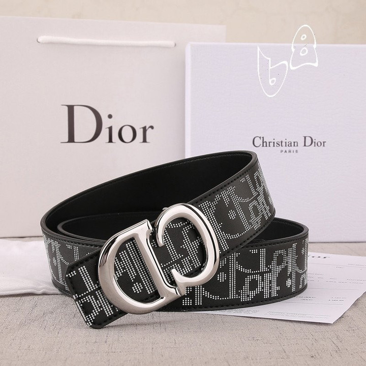 Dior Reversible Belt Strap In Black Silver Color