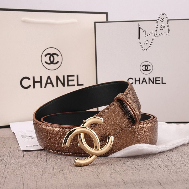 Chanel Logo CC Belt In Brown And Yellow Gold