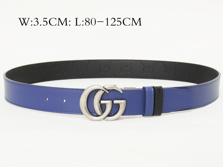 Gucci GG Marmont Reversible Wide Belt In Silver And Blue