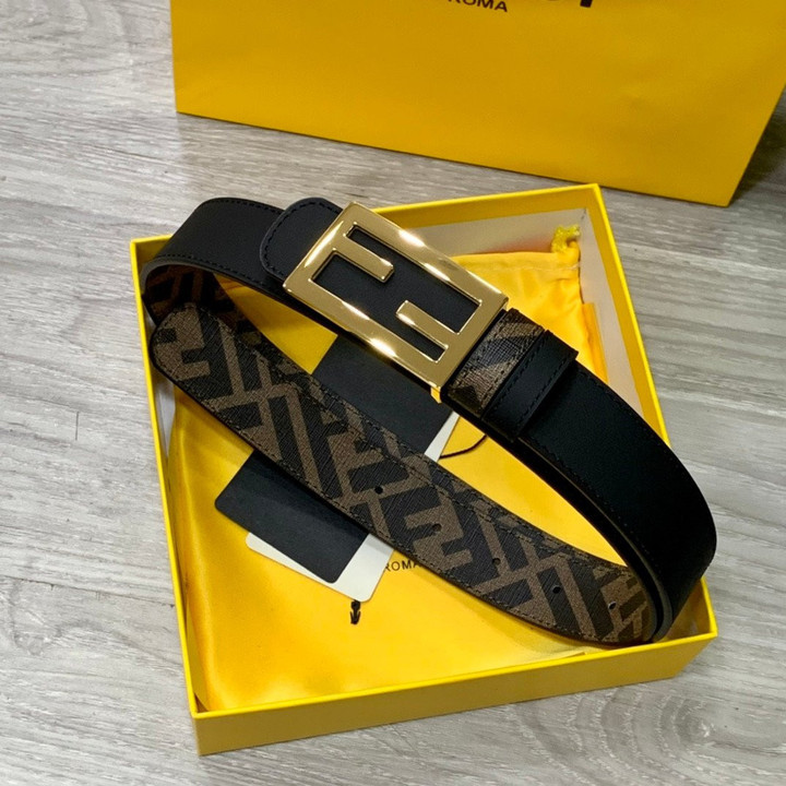 Fendi Belt With Baguette Buckle In Black/Gold