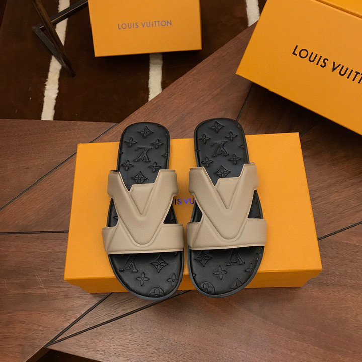 Louis Vuitton LV Oasis Mule Sandal In Black/Beige, Men