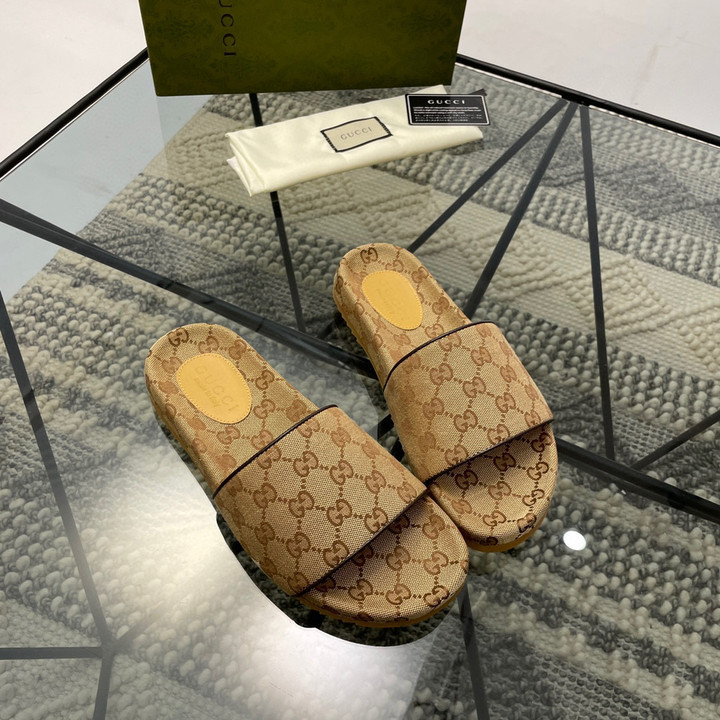 Gucci GG Motif Slide Sandal In Brown, Men