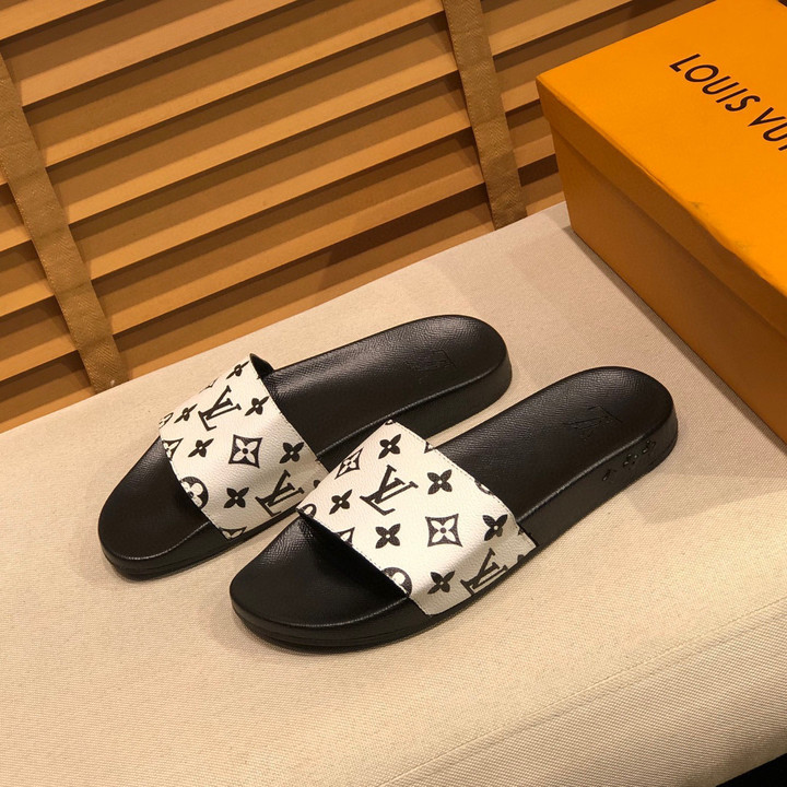 Louis Vuitton Rubber Slide Sandal In White Monogram