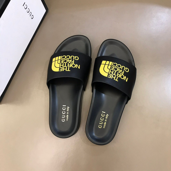 The North Face x Gucci Rubber Slides Sandal Black/Yellow, Men