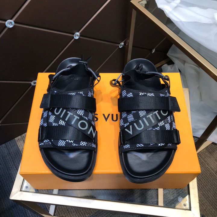 Louis Vuitton Damier Pattern Strap Rubber Sandal, Men