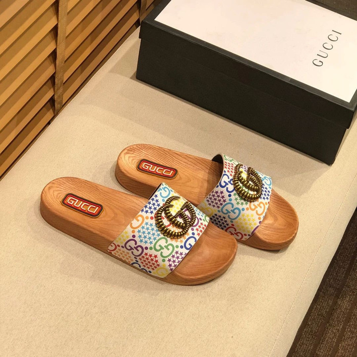 Gucci Pursuit Colorful Stars Interlocking G Slide Sandal