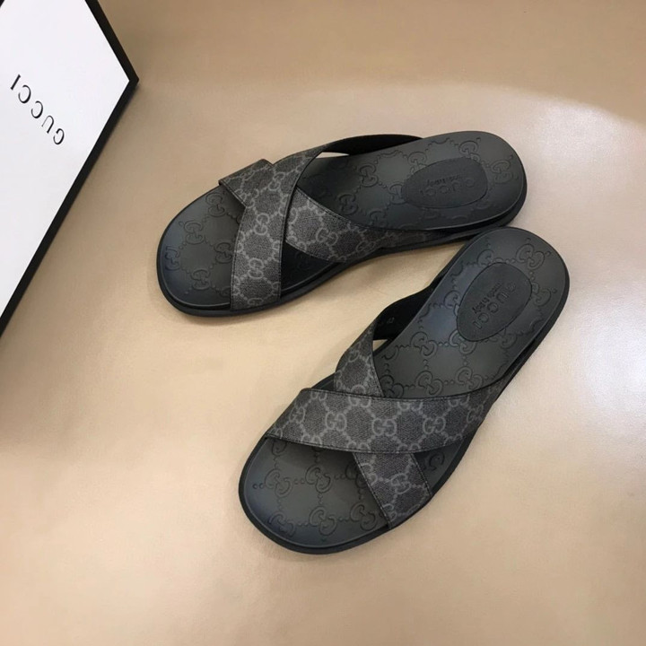 Gucci Black Slippers With Gg Web Design