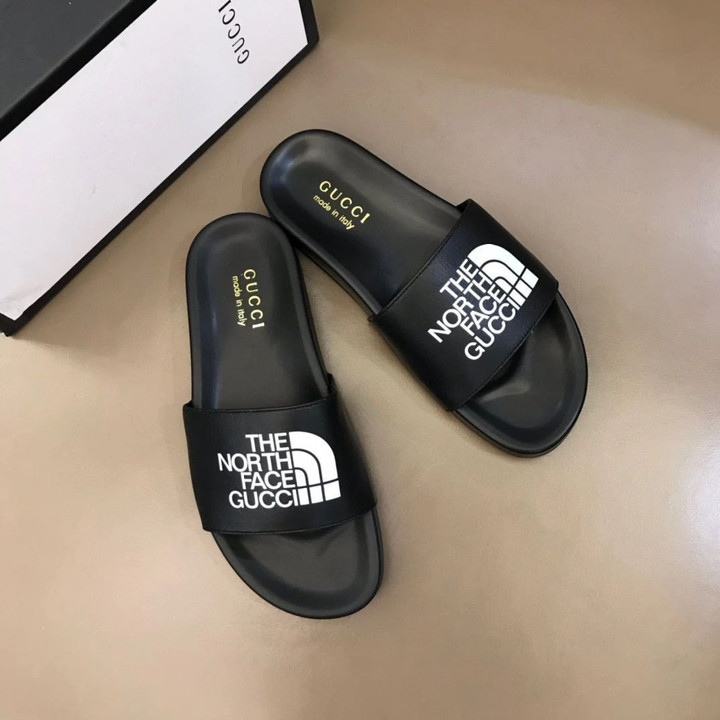 Gucci X The North Face Base Camp Slides In Black
